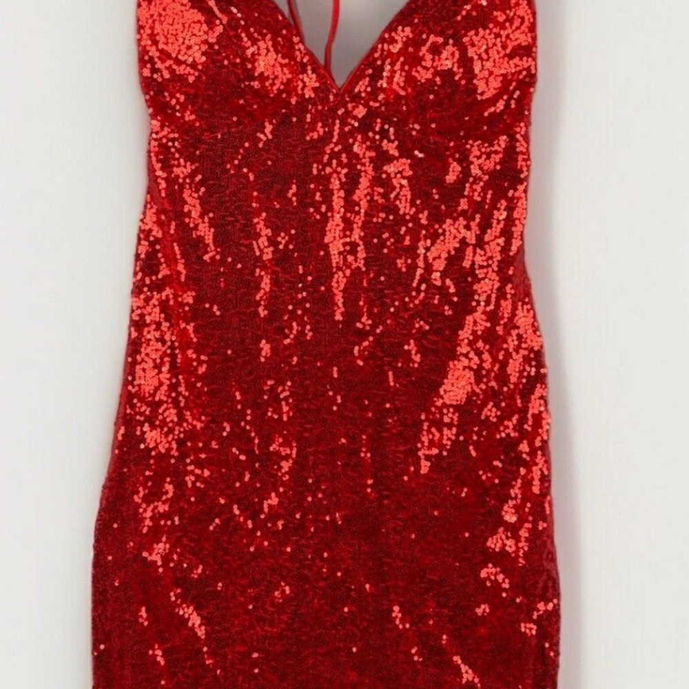 Dazzling Red Sequin Mini Dress